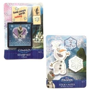 DISNEY Olaf Frozen Movie Sticky Notes Stamp Set Snowman Crafting Scrapbooking